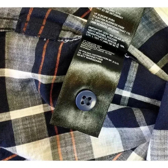 The North Face Mens Navy Blue Plaid Short Sleeve Button-Down Shirt Size Medium - Picture 8 of 12